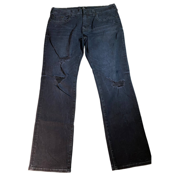 True Religion Ricky Relaxed Straight Black Jeans Men's Size 38